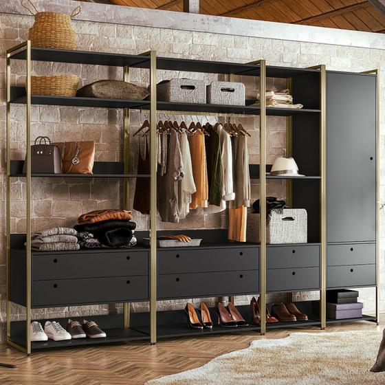 Imagem de Closet Industrial 1 Porta 8 Gavetas Preto 17516 - Olivar Móveis