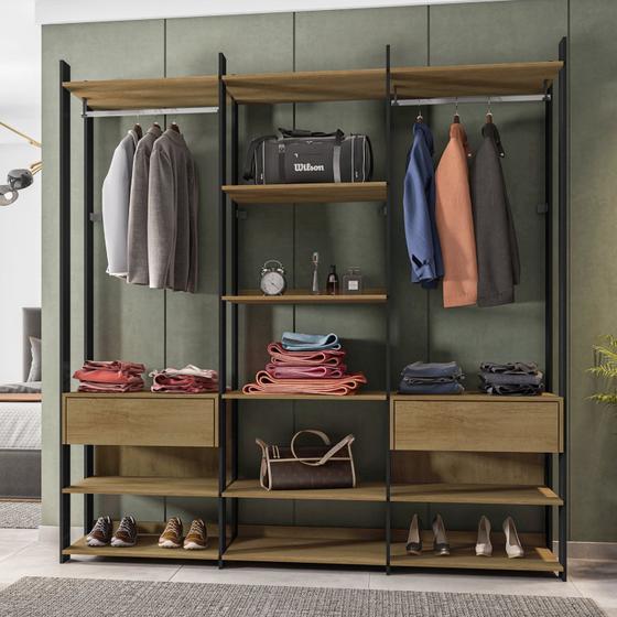 Imagem de Closet Modulado Casal 2 Gavetas 14 Prateleiras Qatar RV Móveis