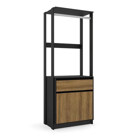 Imagem de Closet Modular Verona 0,70 Preto Fosco com Cinamomo Batrol