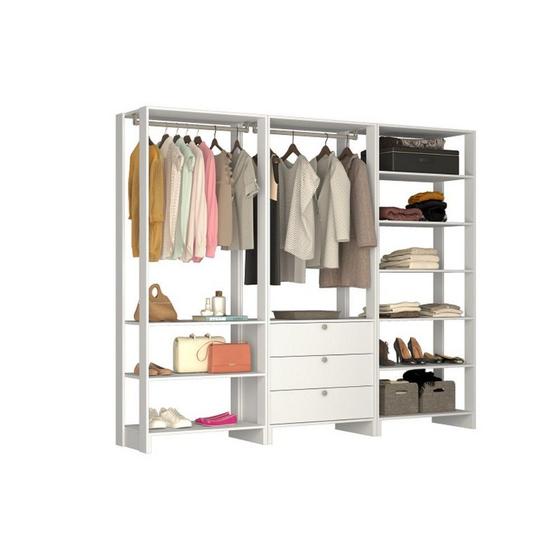 Imagem de Closet Multi Yes Com 2 Cabideiros 3 Gavetas e 10 Prateleiras Nova Mobile