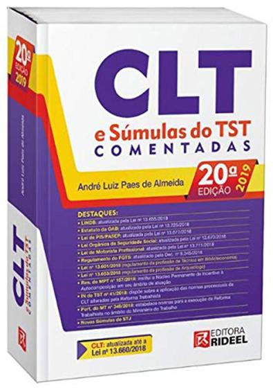 Imagem de CLT E Súmulas Do TST Comentadas - Rideel