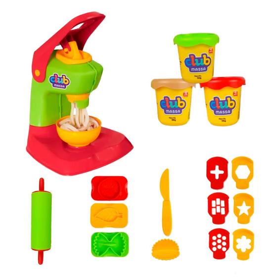 Imagem de Club Kit de Massas Pizza e Pasta de Massinha de Modelar Máquina Rolo Comidinha Brinquedo Criança Infantil - Usual Brinquedos