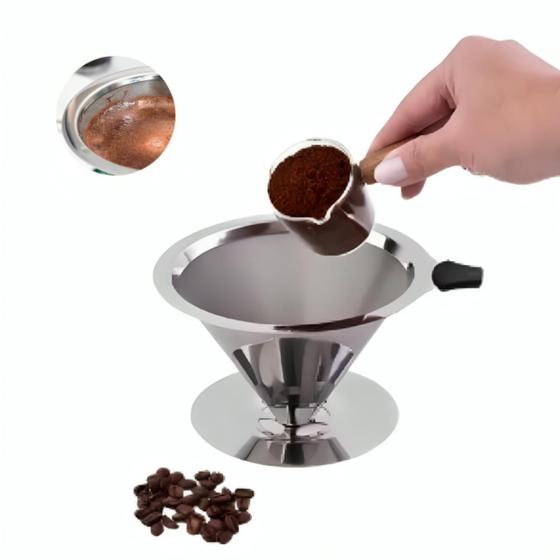 Imagem de Coador Aço Inox Para Café Permanente Sem Papel