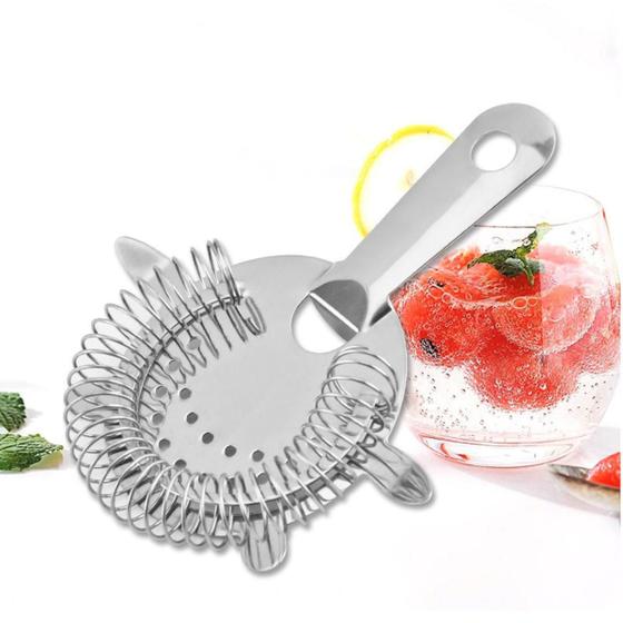 Imagem de Coador Barman Strainer Aço Inox Gelo Drinks Caipirinha Bar Coquetelaria  Bartender Peneira Dosador