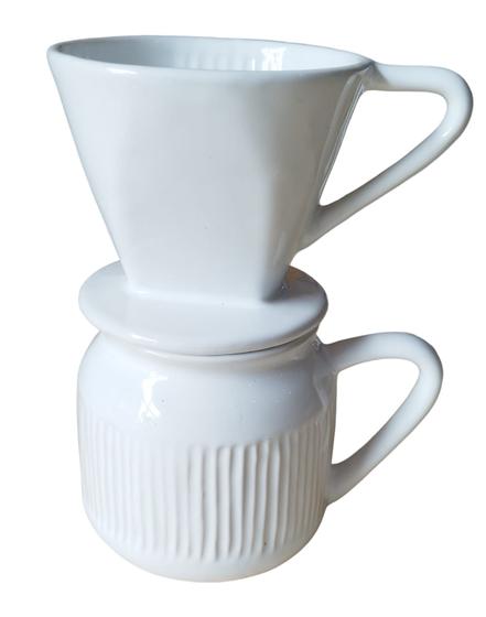 Imagem de Coador de Café com Jarra em Cerâmica Branco