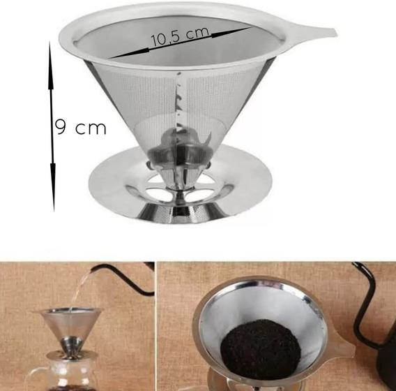 Imagem de Coador de Café Inox Grande Lavável Reutilizável SEM Filtro Cozinha Premium com postagem rapida