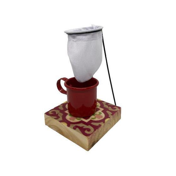Imagem de Coador de Pano p/ Café Com Caneca e Suporte de Madeira 1 XC