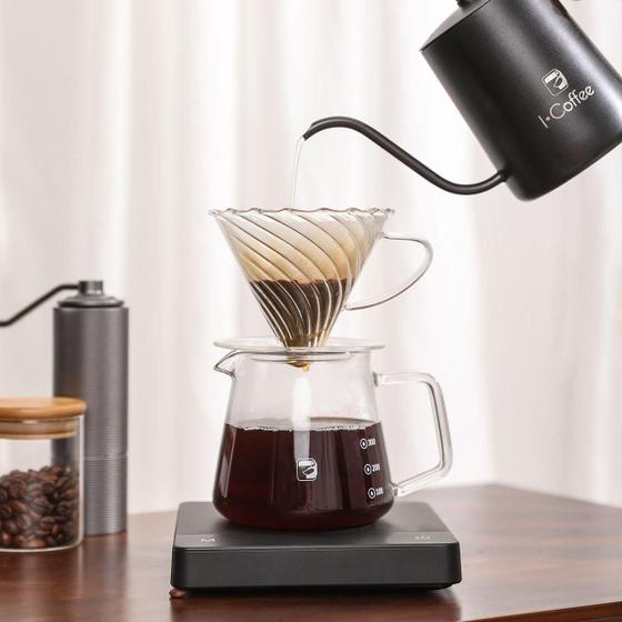 Imagem de Coador e Jarra De Vidro Borossilicato Passador de Café V60 500ml Kit Preparo para Café