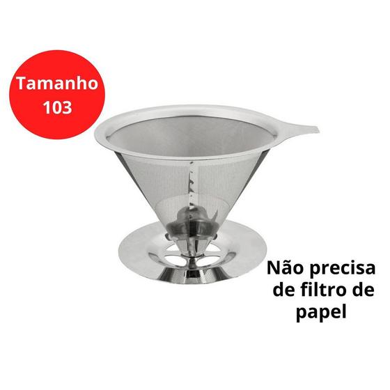Coador Grande Suporte Tamanho 103 Permanente Filtro de Café Pour Over Reutilizável em Aço Inox Menor preço em Coador Grande Suporte Tamanho 103 Permanente Filtro de Café Pour Over Reutilizável em Aço Inox