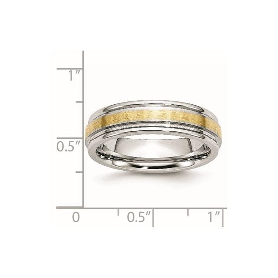 Imagem de Cobalto 14k Gold Inlay Cetim e Banda Polida de 6mm