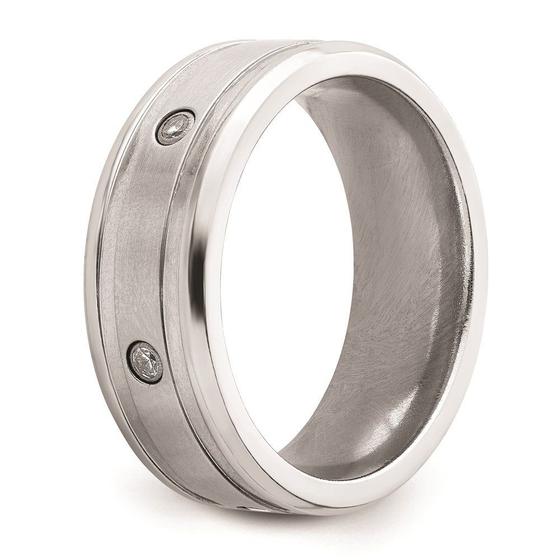 Imagem de Cobalto escovado e polido com CZ Beveled 8mm Band