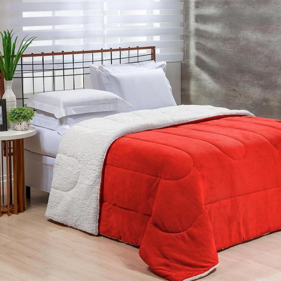 Imagem de Coberdrom 1 Peça Fleece Com Sherpa Queen Vermelho - Noruega