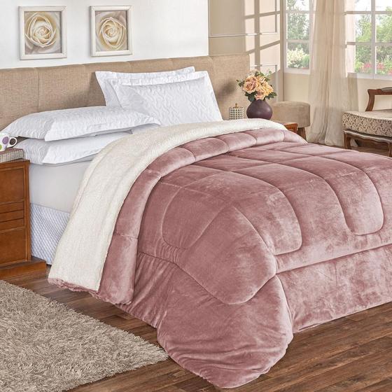 Imagem de Coberdrom Apollo King Sherpa Pele Carneiro Flannel Rose