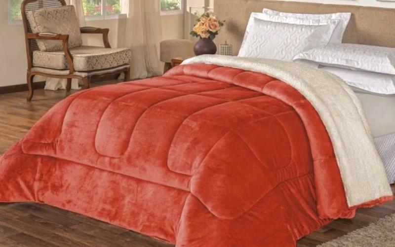 Imagem de Coberdrom Casal Dupla Face com Sherpa e Porta Travesseiros em Manta Soft 2,20m x 2,40m