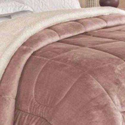 Imagem de Coberdrom Casal Dupla Face com Sherpa e Porta Travesseiros em Manta Soft 2,20m x 2,40m