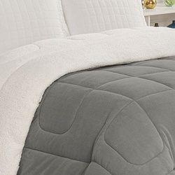 Imagem de Coberdrom Casal Dupla Face com Sherpa e Porta Travesseiros em Manta Soft 2,20m x 2,40m