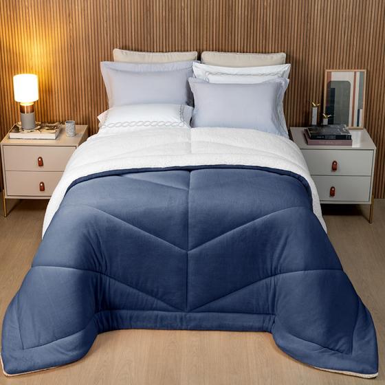 Imagem de Coberdrom Casal Dupla Facecom Sherpa Lavive Winter 2,20m X 2,40m Azul/Gelo