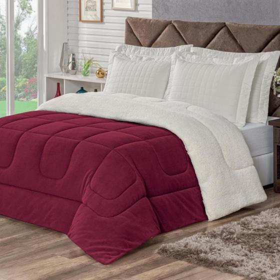 Imagem de Coberdrom Casal King Veneza 1 Peça  Manta Sherpa Fleece Vinho