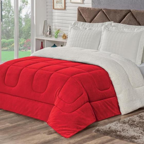 Imagem de Coberdrom Casal Queen Veneza 1 Peça Sherpa Fleece Vermelho