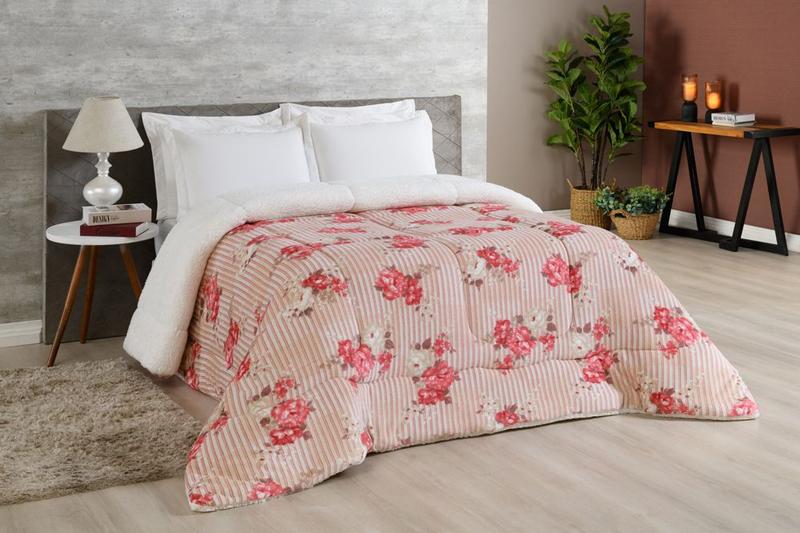 Imagem de Coberdrom Com Manta Soft P/ Cama D Solteiro Estampado Floral