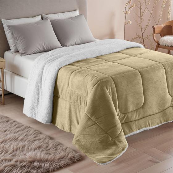 Imagem de Coberdrom Dupla Face Soft E Sherpa Casal Queen 2.20m x 2.40m - Fendi