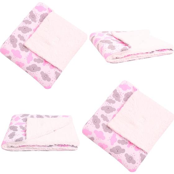 Imagem de Coberdrom Edredom com Sherpa para Bebê Nuvem Rosa 01 Peça