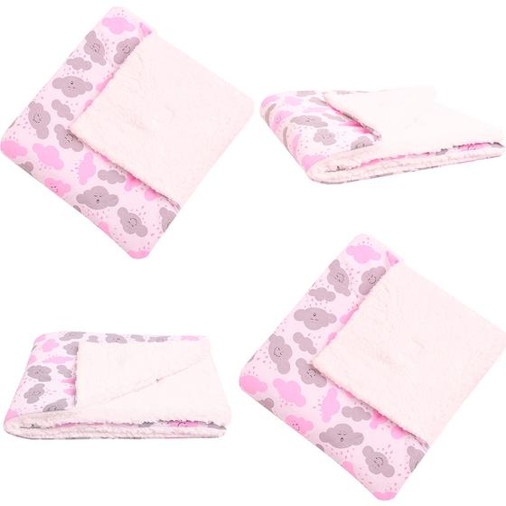 Imagem de Coberdrom Edredom com Sherpa para Bebê Nuvem Rosa 1 Peça 