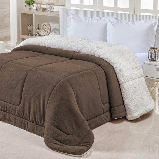 Imagem de Coberdrom Queen Dupla Face Diversas Cores Aconchego Sherpa e Manta Soft 220x240cm