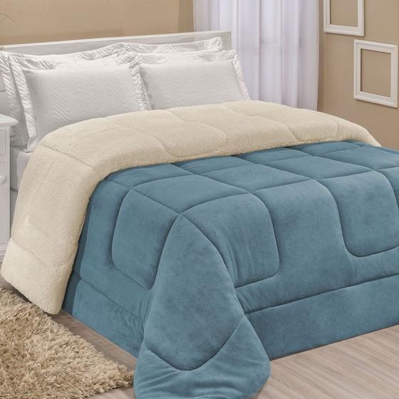 Imagem de Coberdrom Robust Queen Manta Soft Sherpa Lã de Carneiro Pesado Grosso 1 Peça - Azul Celeste - 100% Poliéster