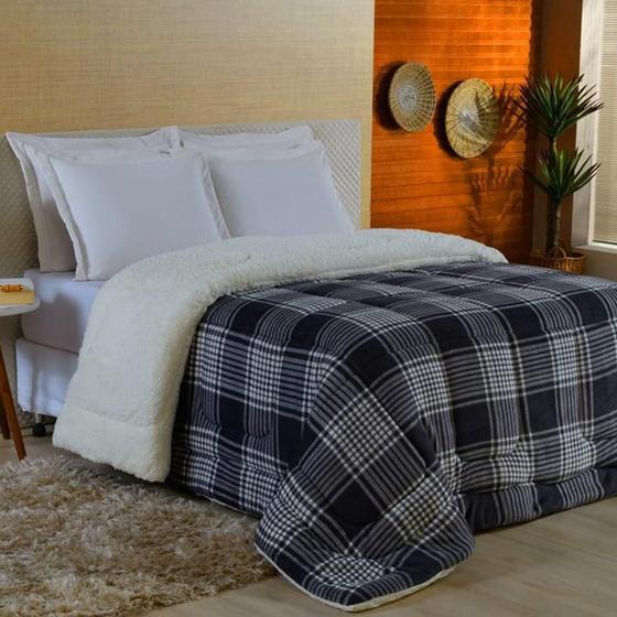 Imagem de Coberdrom Robust Solteiro Soft Sherpa - Cinza Xadrez