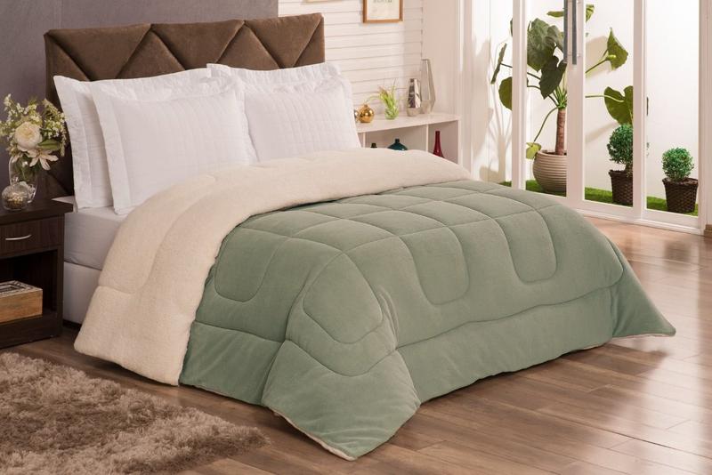 Coberdrom Veneza Sherpa e Manta Fleece Casal Queen Anti Alérgico 2,40 x 2,20 Verde Menor preço em Coberdrom Veneza Sherpa e Manta Fleece Casal Queen Anti Alérgico 2,40 x 2,20 Verde