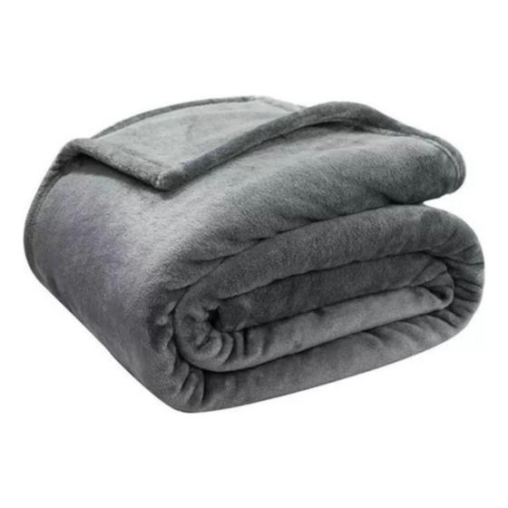 Imagem de Coberto De Queen Flannel Liso Cor Chumbo Poliéster Camesa