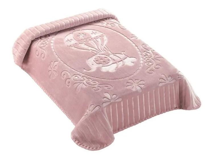 Imagem de Cobertor Bebê Colibri Rosa com Elefante e Relevo Hipoalergênico