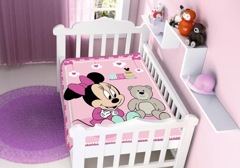 Imagem de Cobertor Bebê Jolitex 0,90X1,10 Disney Minnie Surpresa Rosa