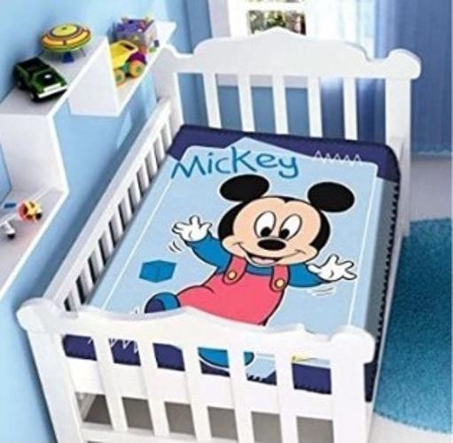 Imagem de Cobertor Bebê Jolitex Raschel Mickey Passinhos Azul Escuro