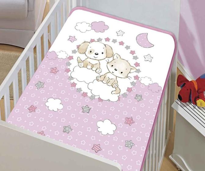 Imagem de Cobertor Bebê Le Petit Cachorrinhos Rosa/CD Colibri