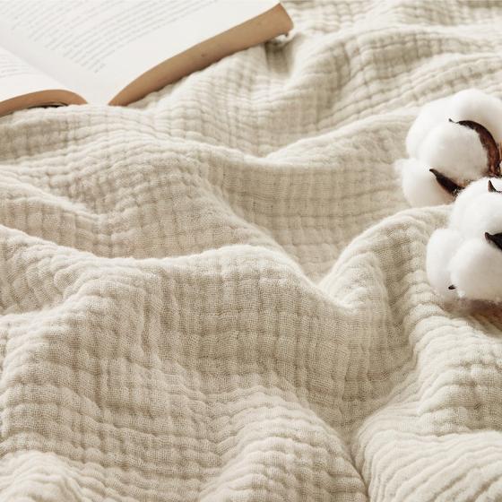 Imagem de Cobertor Bedsure 100% algodão musselina queen size bege