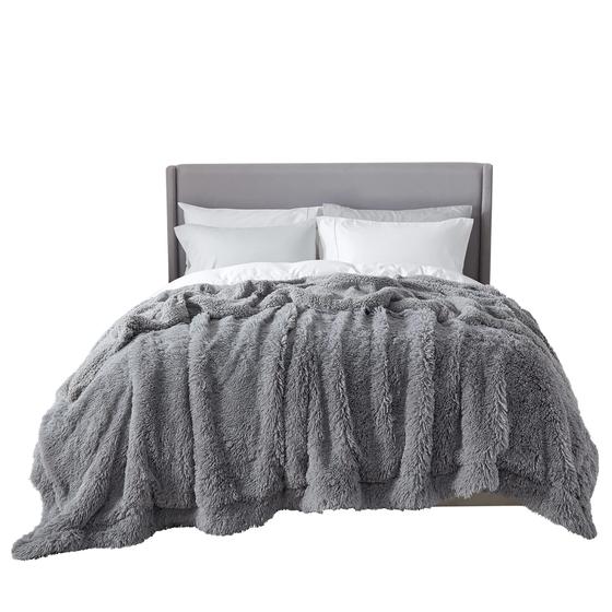 Imagem de Cobertor Bedsure Faux Fur King Size cinza claro 108x90in