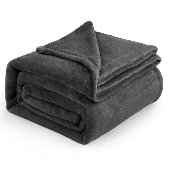 Imagem de Cobertor Bedsure Fleece King Size cinza escuro 274x229cm