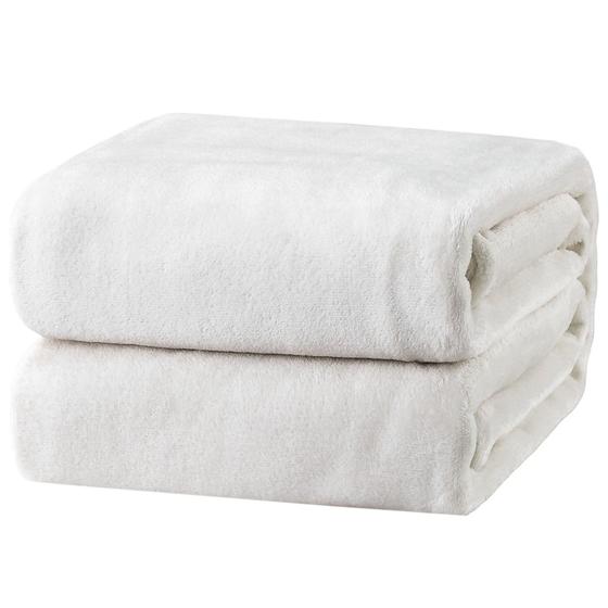 Imagem de Cobertor Bedsure Fleece Twin Size 150x200cm Branco 300GSM