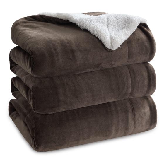 Imagem de Cobertor Bedsure Sherpa Fleece Queen Size, grosso, marrom quente