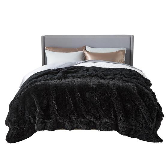 Imagem de Cobertor Bedsure Soft Black Queen Size 230x230cm - Macio e Confortável