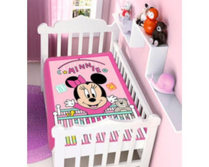 Imagem de Cobertor Berço Baby Raschel Plus Disney Minnie Bercinho 090cm X 110cm