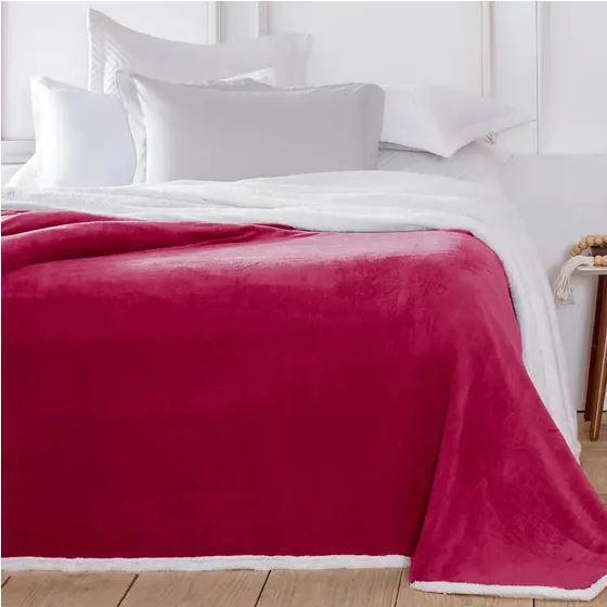 Imagem de Cobertor Casal 2,20 x 1,80m - Linha Austria Com Sherpa - Vermelho - Corttex