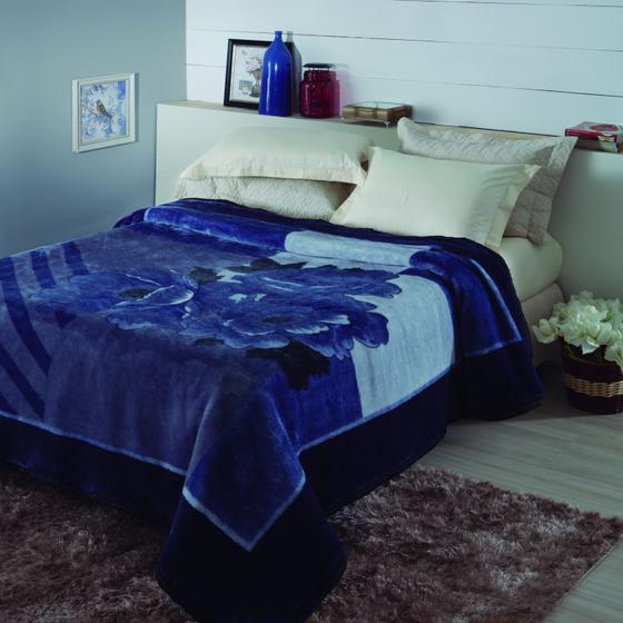 Imagem de Cobertor Casal Tramore Poliéster Microfibra Jolitex 1,80mx2,20m Azul