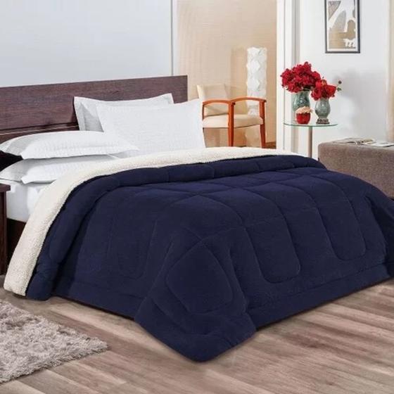 Imagem de Cobertor Coberdrom Edredom Sherpa Pele de Carneiro Cama Queen 2,20m x 2,40