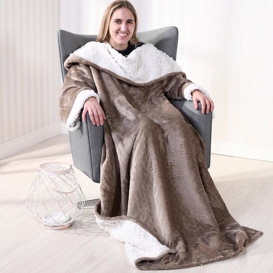 Imagem de Cobertor Com Mangas Sherpa Lã de Carneiro 1,35 m x 1,70 m