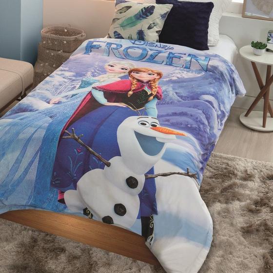 Imagem de Cobertor com Sherpa Jolitex Solteiro Digital Disney Frozen