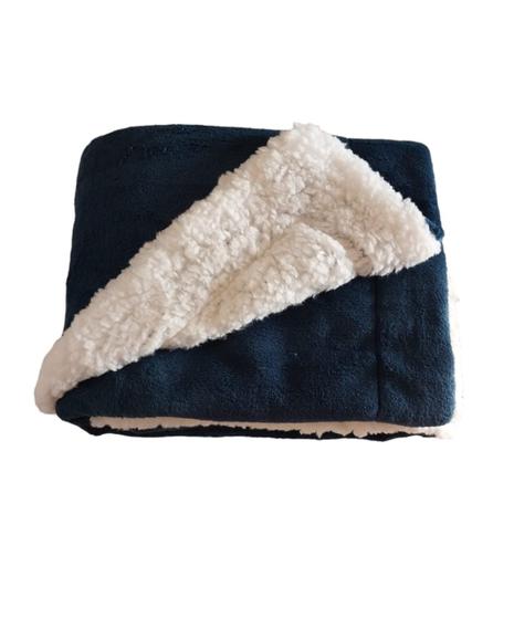 Imagem de Cobertor de Bebe com Sherpa 0,70 x 1,00m Dupla Face Azul Marinho