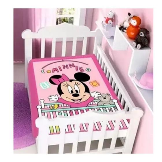Imagem de Cobertor de Bebe Infantil Raschel Plus Disney Minnie e Mickey Macio